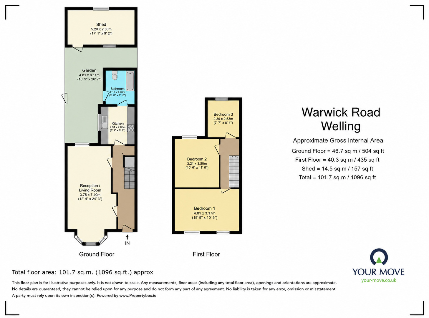 Floorplan of 3 bedroom End Terrace House to rent, Warwick Road, Welling, DA16