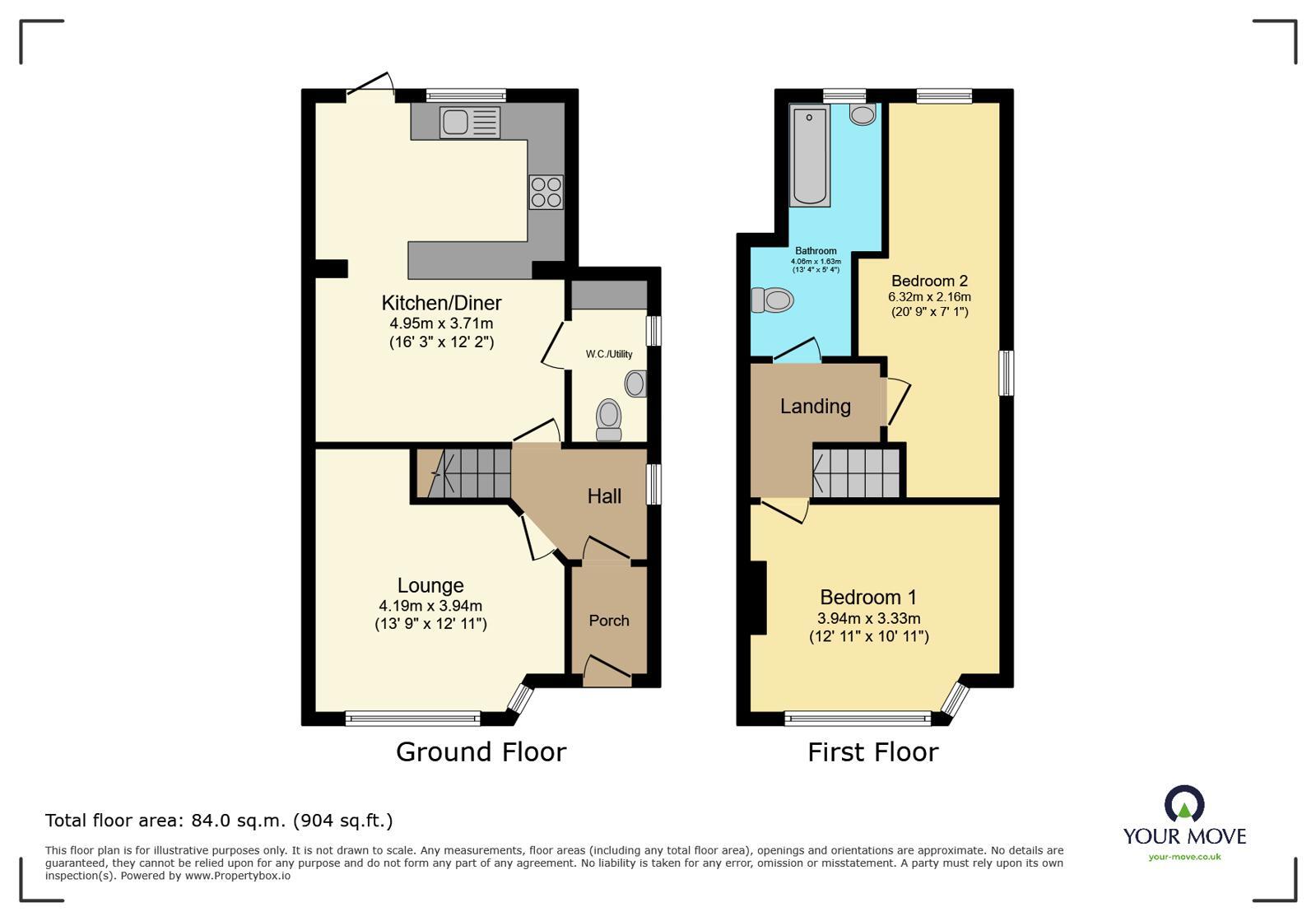 Floorplan of 2 bedroom Semi Detached House for sale, St. Audrey Avenue, Bexleyheath, DA7