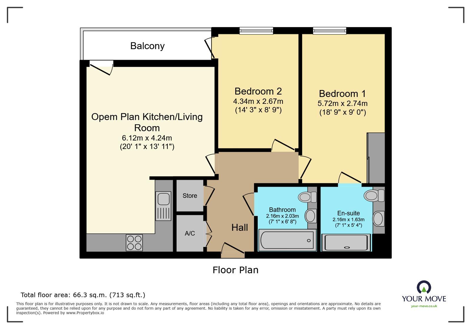 Floorplan of 2 bedroom Flat for sale, Regal Walk, Bexleyheath, DA6