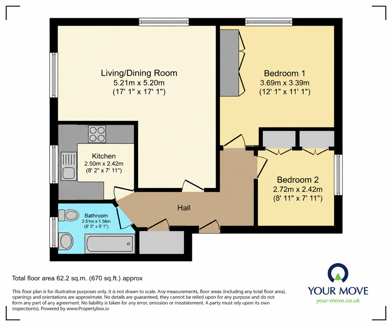 Floorplan of 2 bedroom Flat to rent, Gravel Hill Close, Bexleyheath, DA6