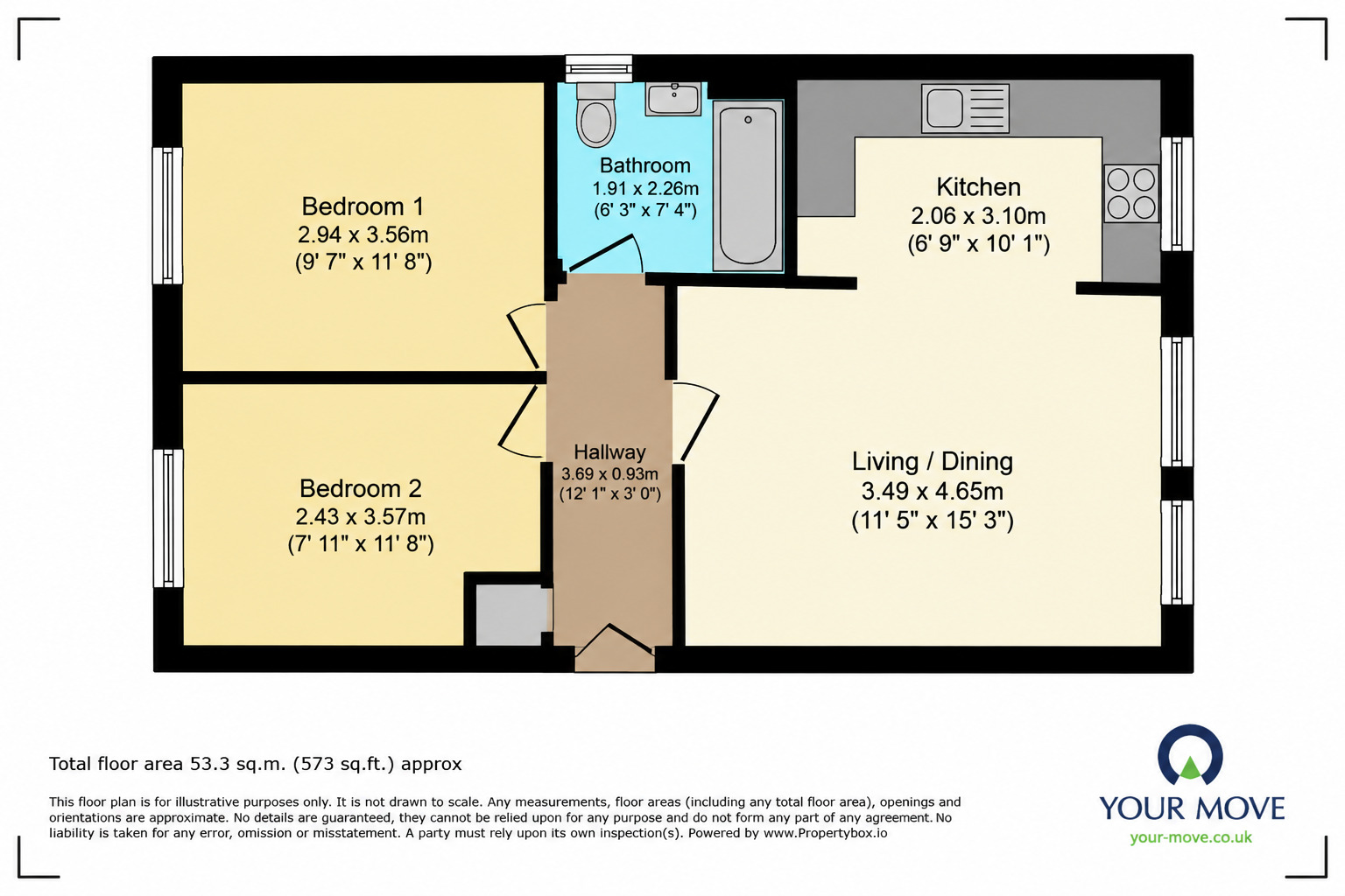 Floorplan of 2 bedroom Flat to rent, Mayplace Road East, Bexleyheath, Kent, DA7