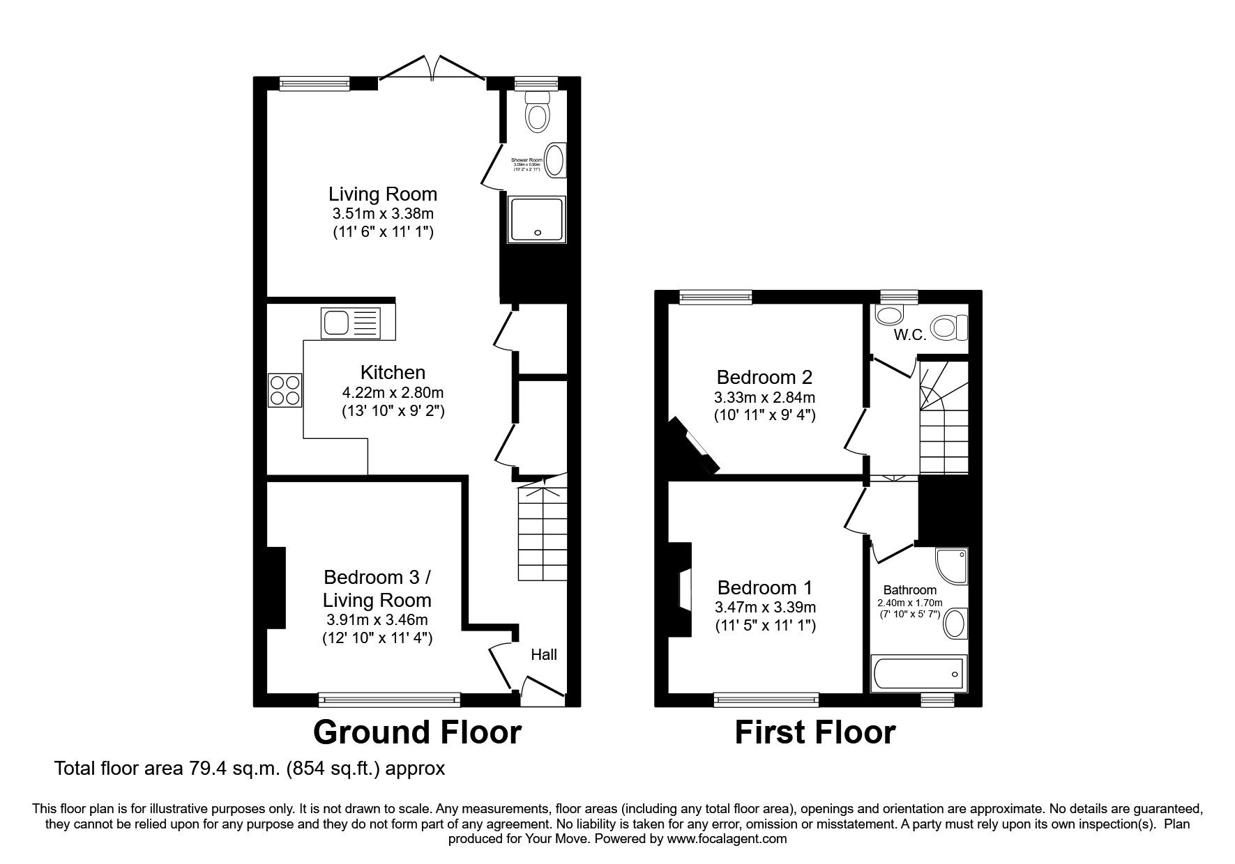 Floorplan of 2 bedroom Mid Terrace House to rent, Flamsteed Road, London, SE7
