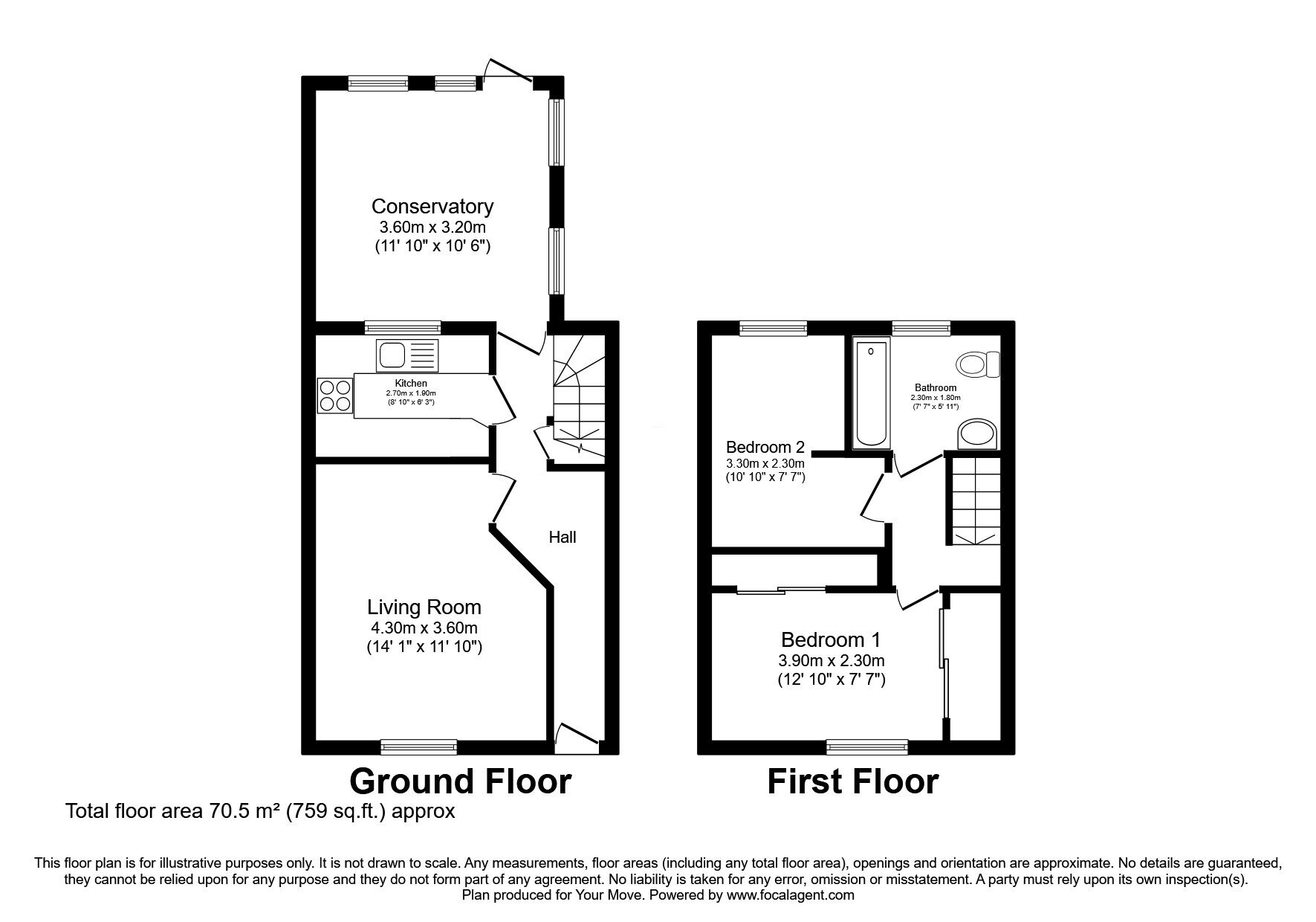 Floorplan of 2 bedroom Mid Terrace House for sale, Bournbrook Road, London, SE3