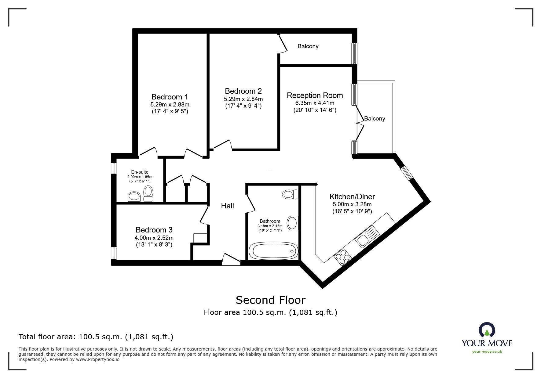 Floorplan of 3 bedroom  Flat for sale, Middleton Way, Middleton Way, London, SE13