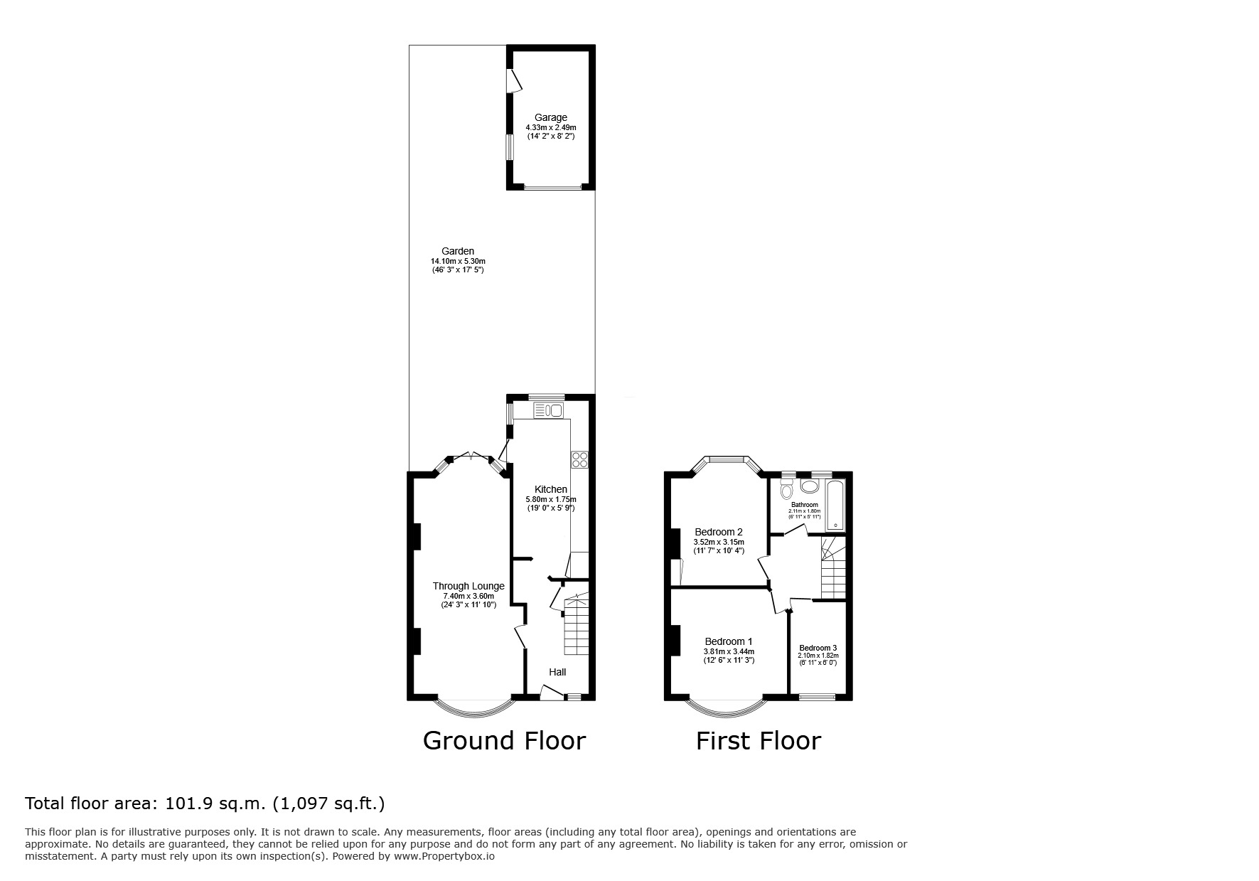 Floorplan of 3 bedroom Mid Terrace House for sale, Moordown, Shooters Hill, Woolwich, London, SE18