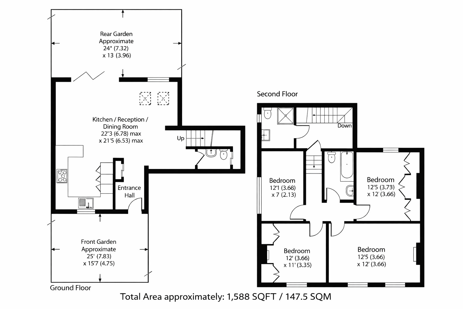 Floorplan of 4 bedroom End Terrace Flat for sale, Bonfield Road, London, SE13