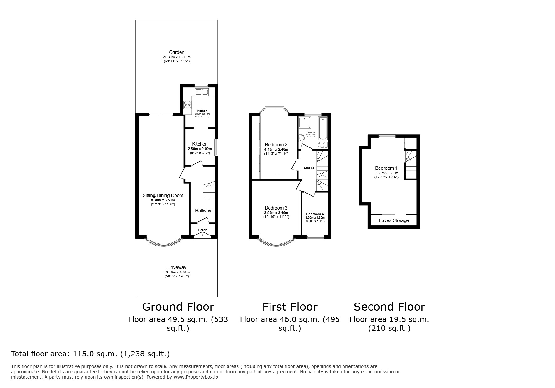 Floorplan of 4 bedroom End Terrace House for sale, Moordown, London, SE18