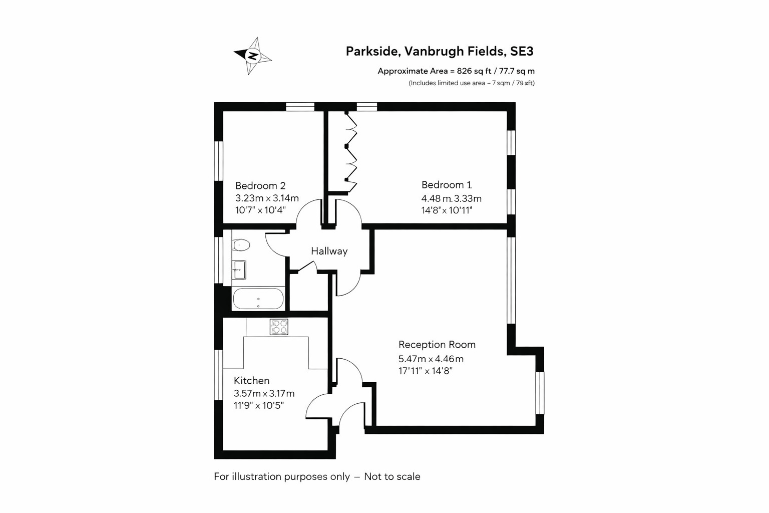 Floorplan of 2 bedroom Flat to rent, Parkside, Vanbrugh Fields, London, SE3