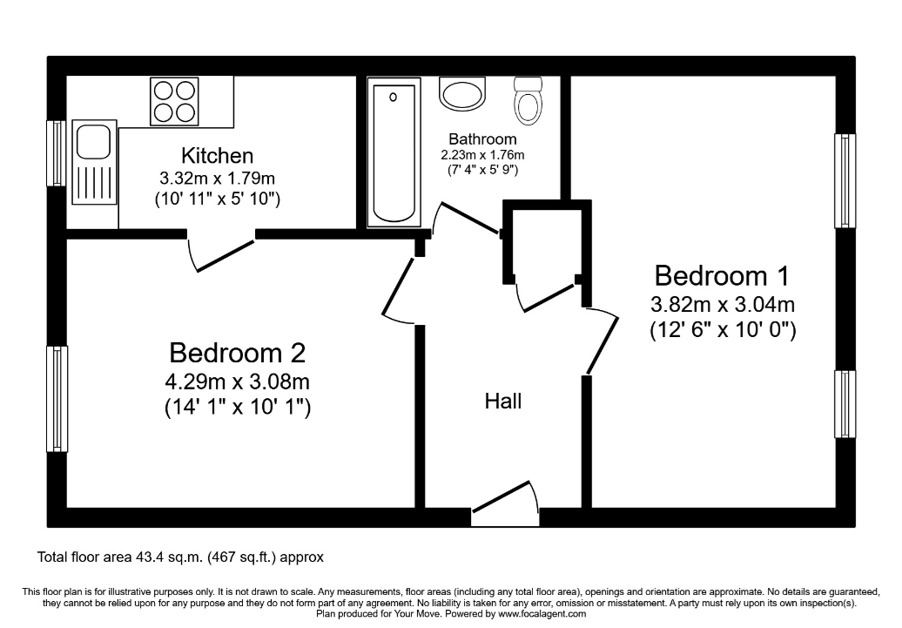 Floorplan of 1 bedroom Flat for sale, Bernard Ashley Drive, London, SE7