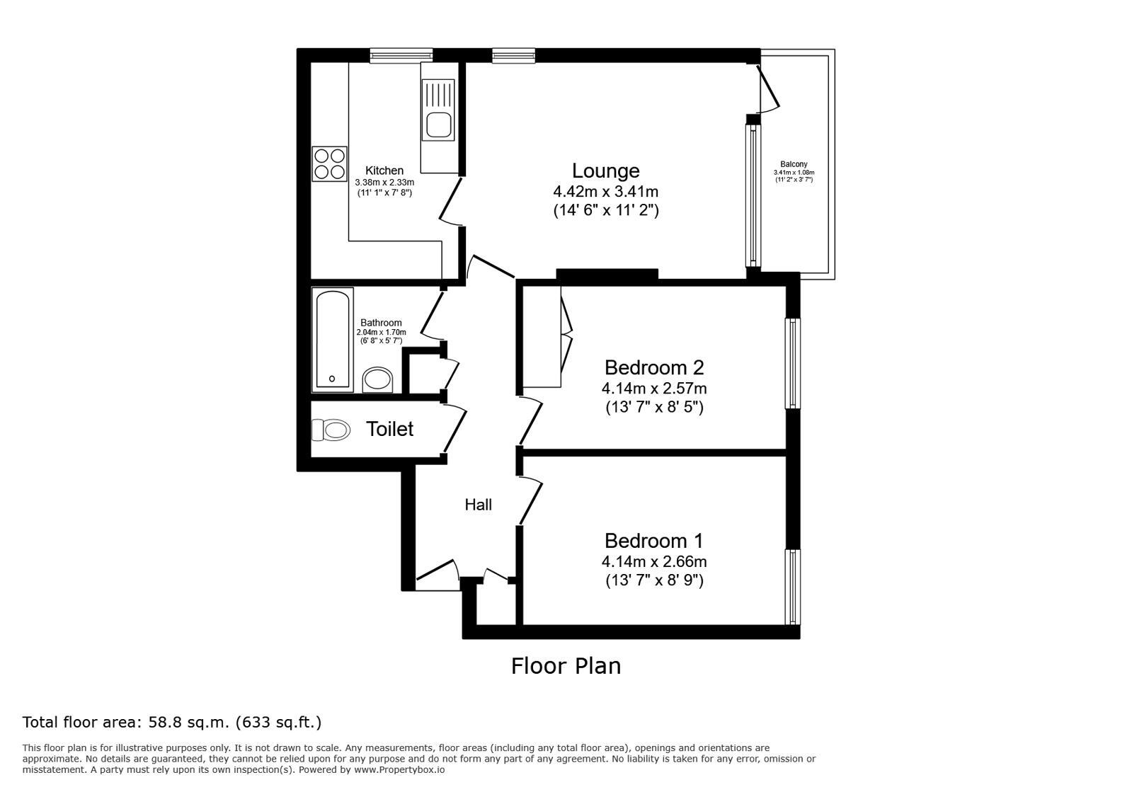 Floorplan of 2 bedroom Flat to rent, Casterbridge Road, London, SE3