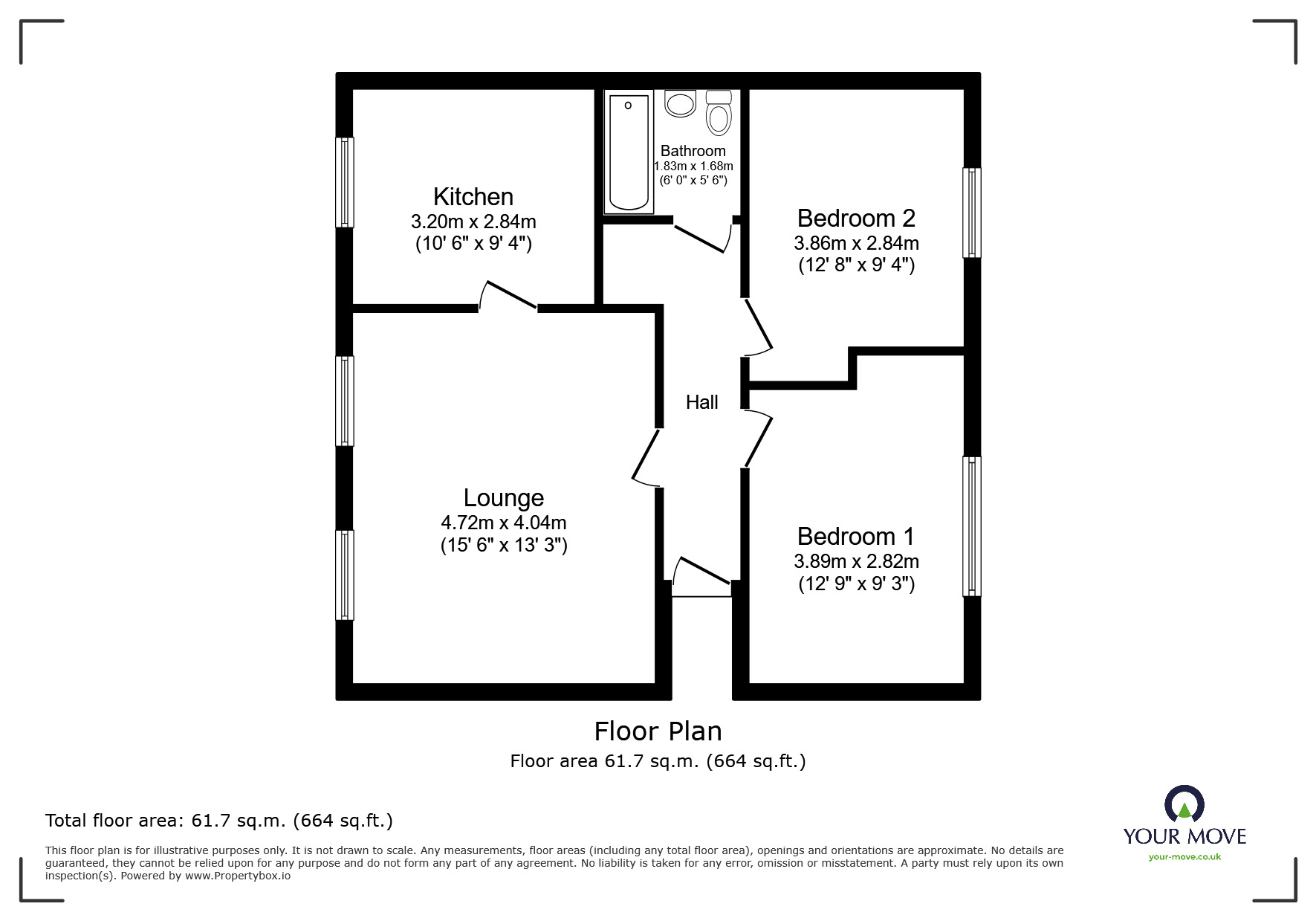 Floorplan of 2 bedroom  Flat for sale, Friar Court, Friar Street, Worcestershire, WR1