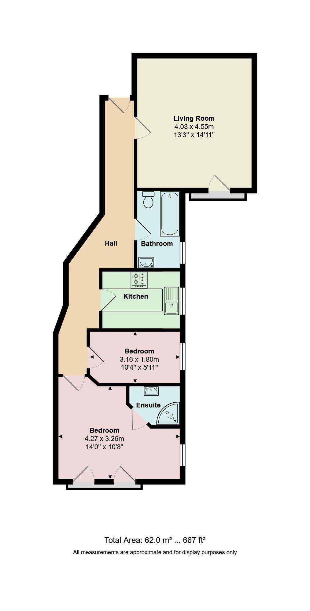 Floorplan of 2 bedroom Flat for sale, Knyveton Road, Dorset, BH1