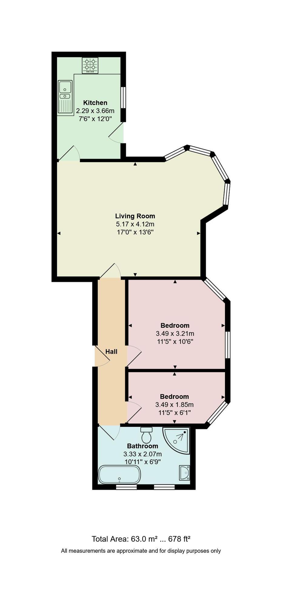 Floorplan of 2 bedroom Flat for sale, Surrey Road, Dorset, BH4