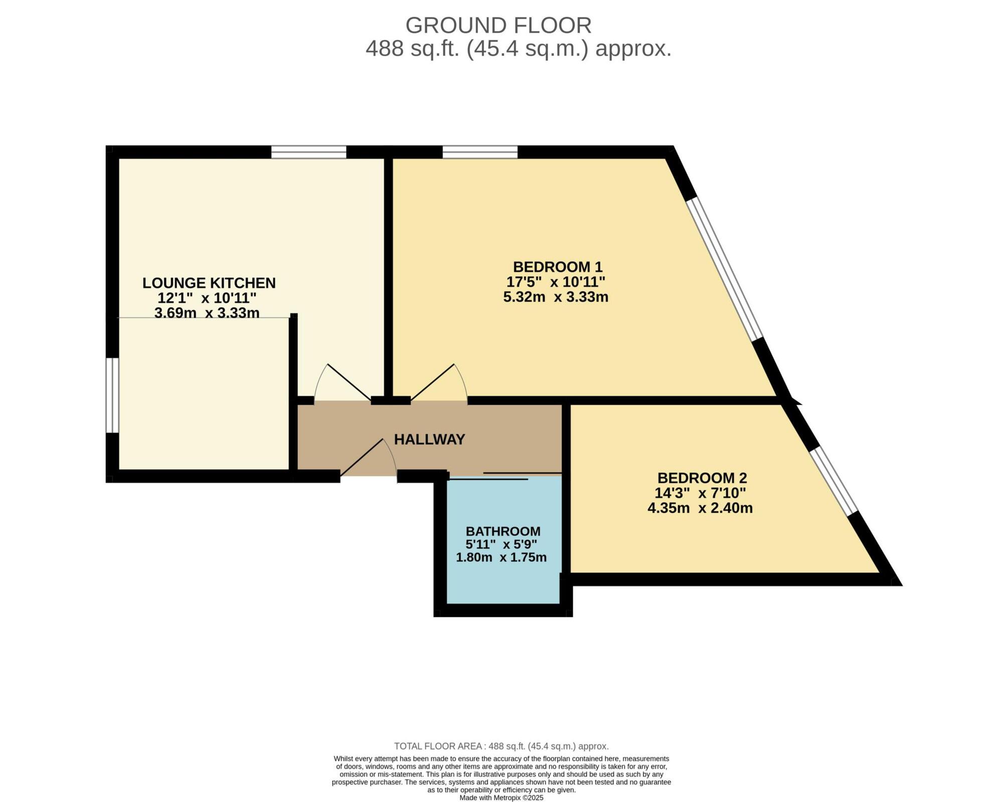 Floorplan of 2 bedroom Flat to rent, Northcote Road, Dorset, BH1