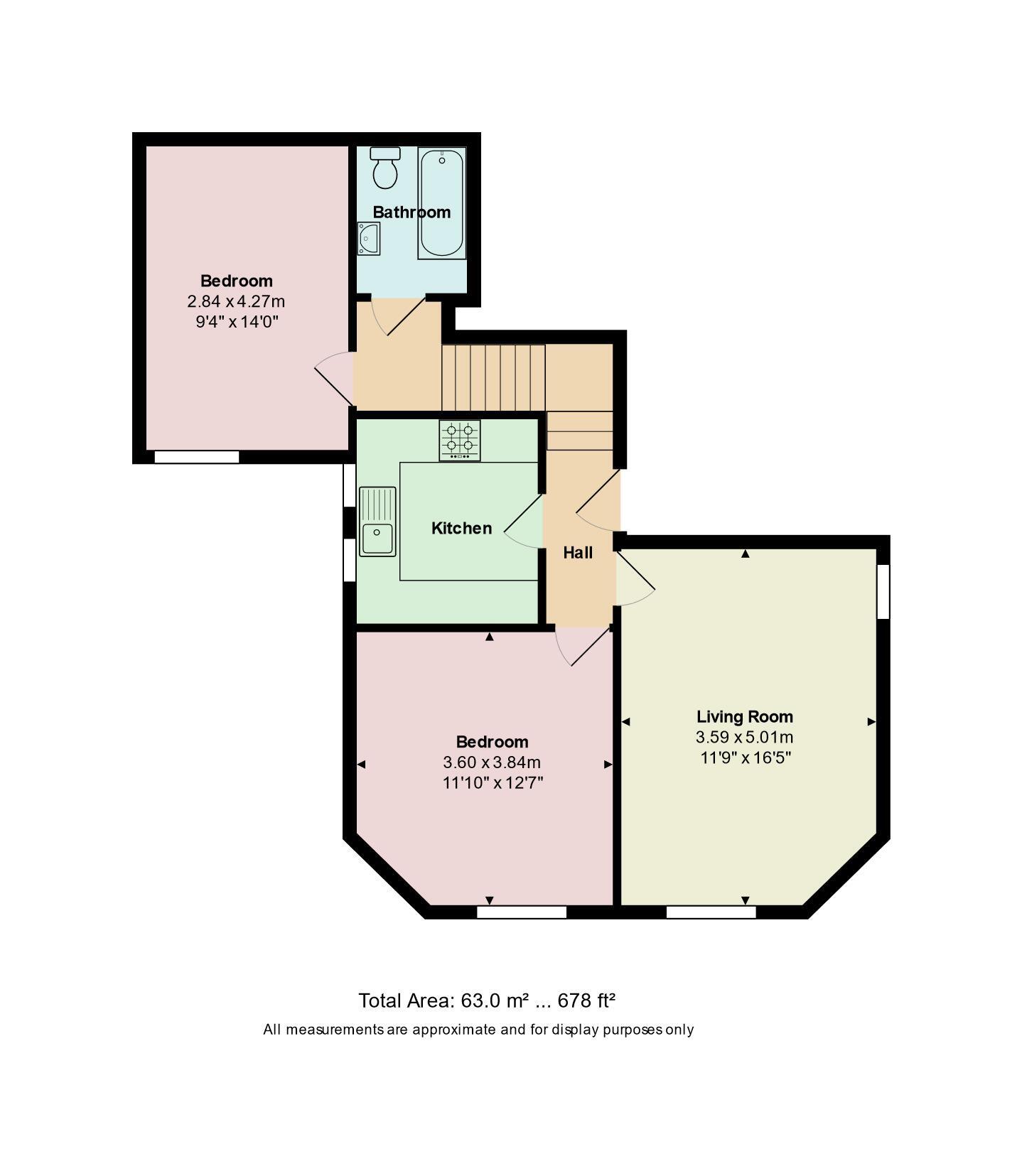 Floorplan of 2 bedroom Flat for sale, Old Christchurch Road, Dorset, BH1