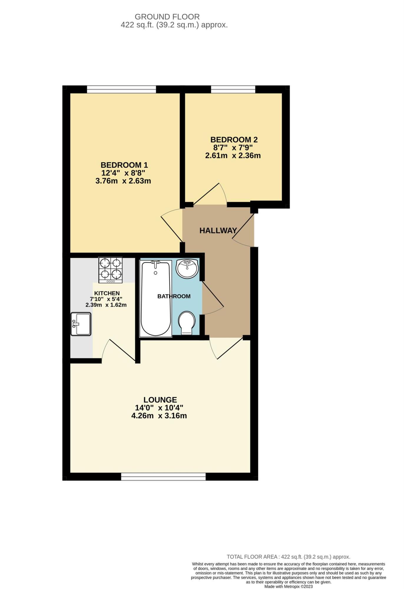 Floorplan of 2 bedroom Flat for sale, Northcote Road, Dorset, BH1