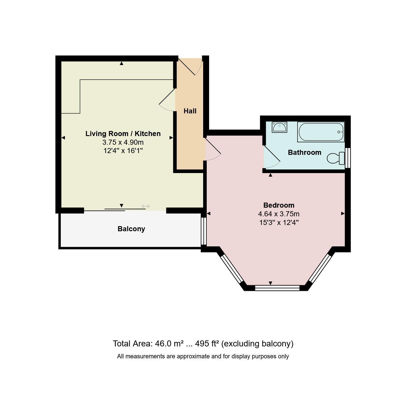 Floorplan of 1 bedroom Flat for sale, Owls Road, Dorset, BH5