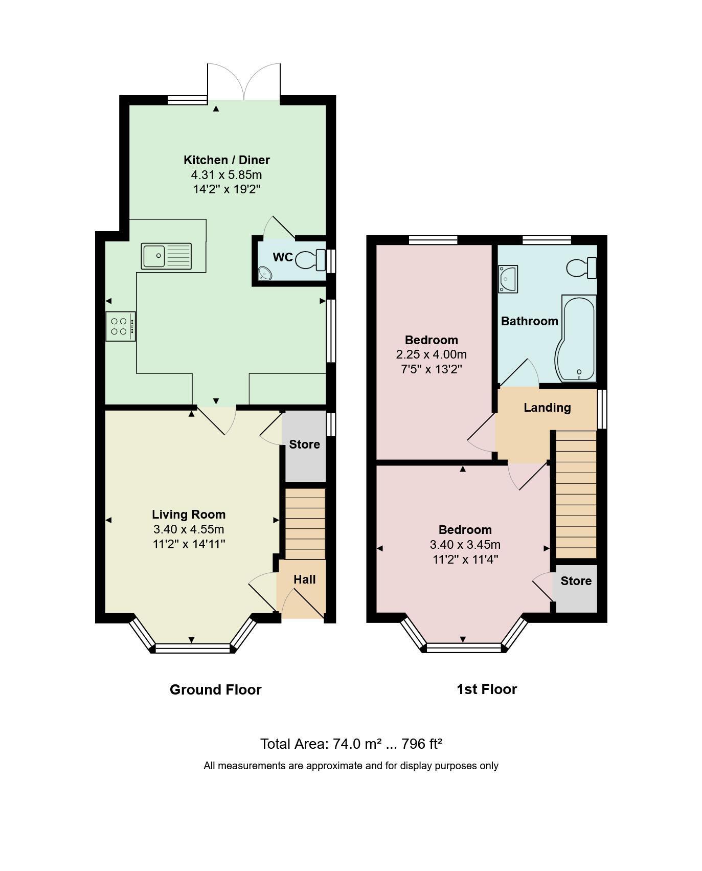 Floorplan of 2 bedroom Semi Detached House for sale, Cattistock Road, Dorset, BH8