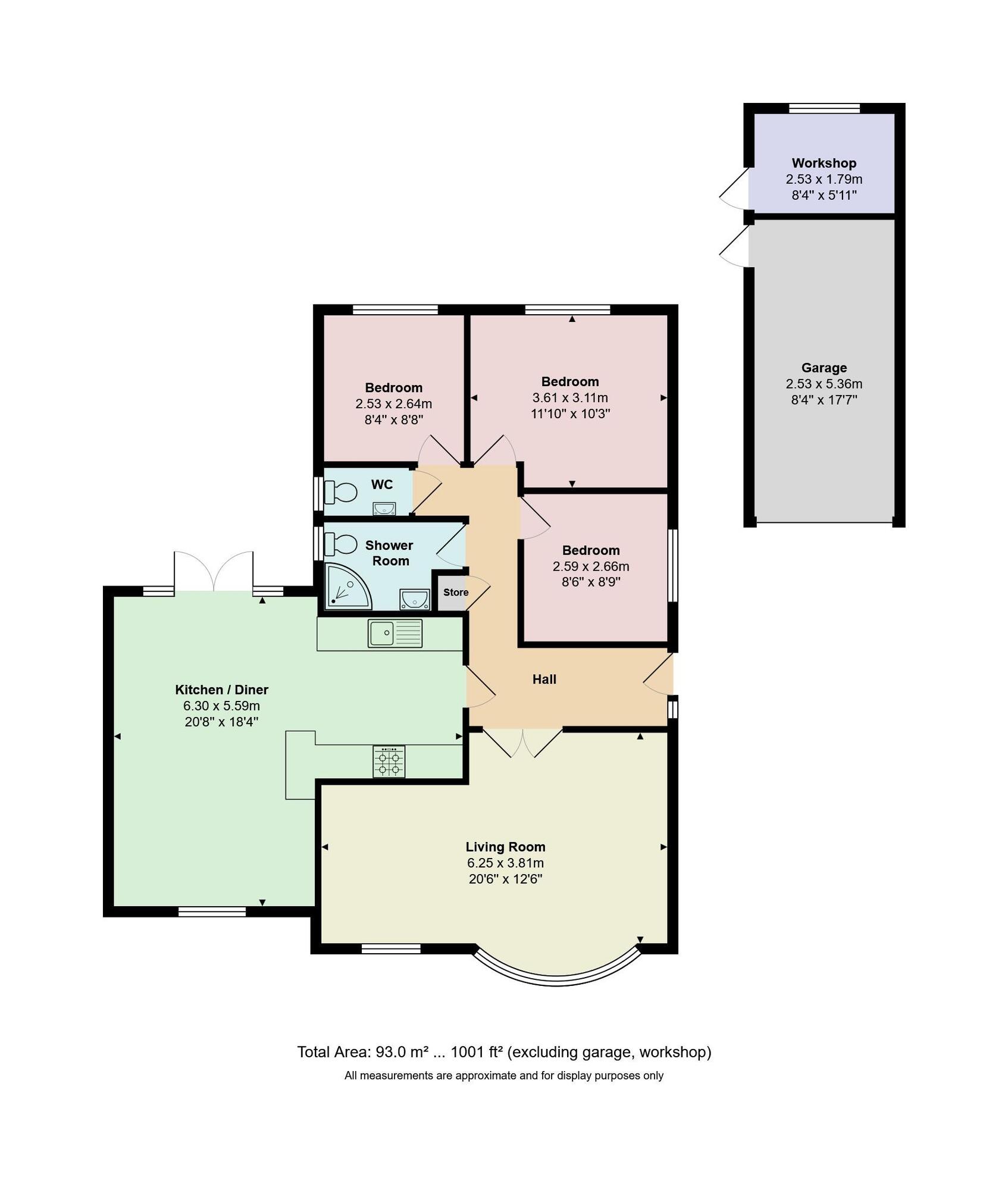 Floorplan of 3 bedroom Bungalow for sale, Bosley Close, Dorset, BH23