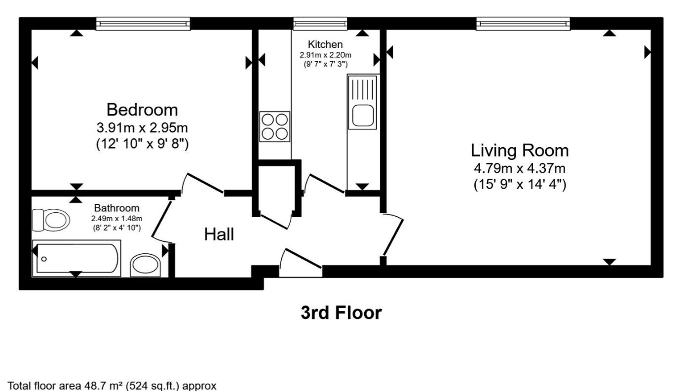 Floorplan of 1 bedroom Flat for sale, Poole Road, Bournemouth, Dorset, BH2