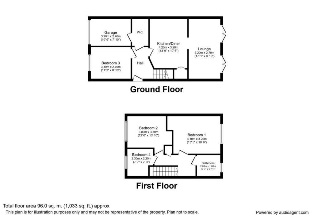 Floorplan of 4 bedroom Semi Detached House to rent, Brisbane Close, Worthing, West Sussex, BN13