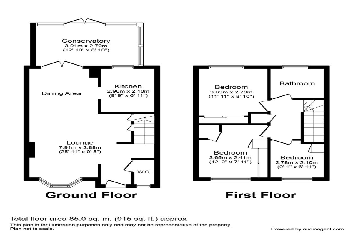 Floorplan of 3 bedroom Mid Terrace House to rent, Chiltern Gardens, Bromley, BR2