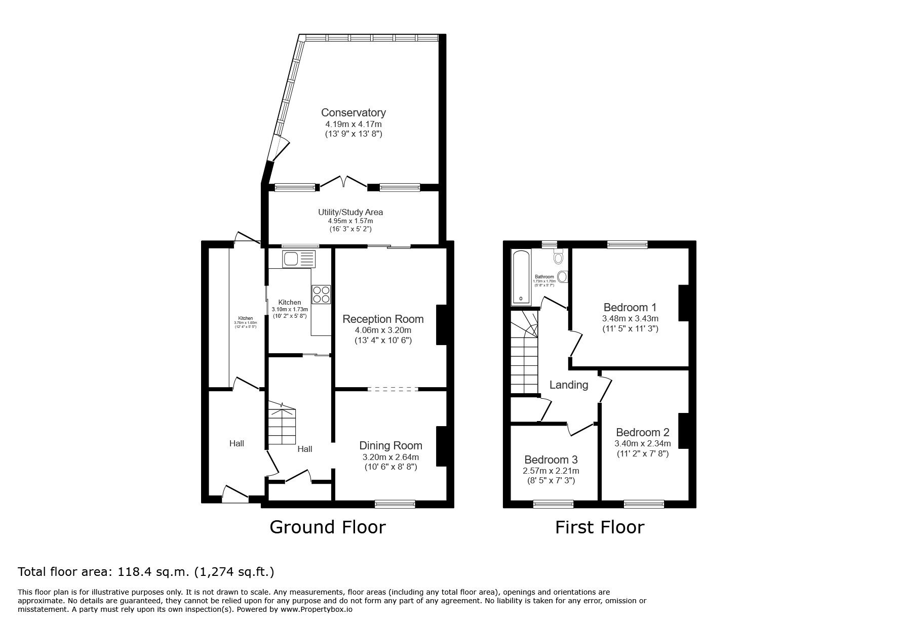 Floorplan of 3 bedroom End Terrace House for sale, Bideford Road, Bromley, KENT, BR1