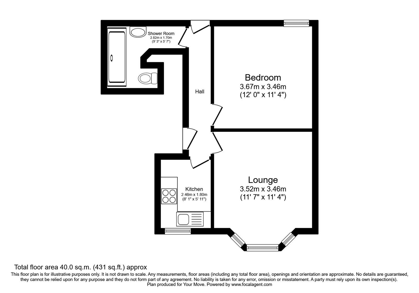 Floorplan of 1 bedroom  Flat for sale, Palace Grove, Bromley, BR1