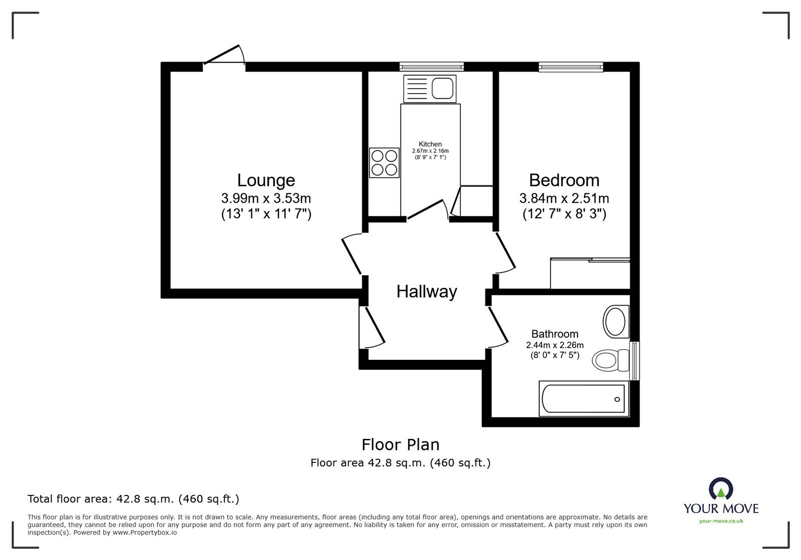 Floorplan of 1 bedroom  Flat for sale, 35 Bromley Road, Beckenham, Kent, BR3