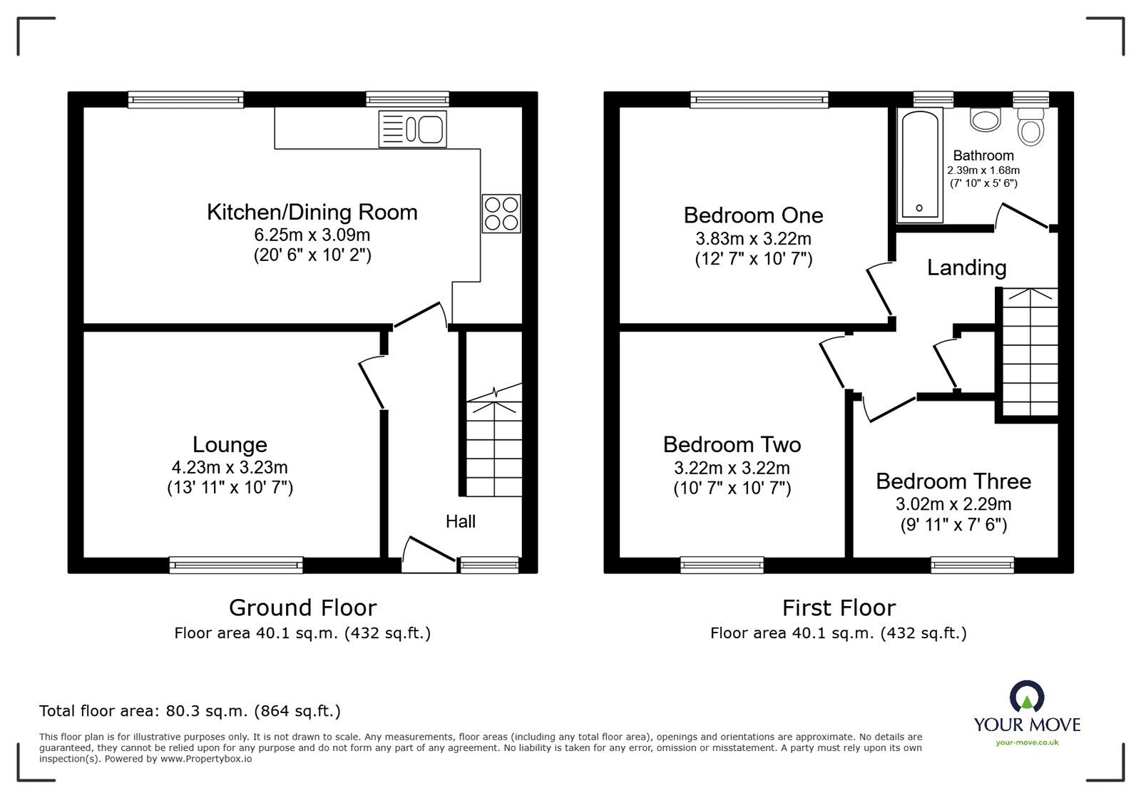 Floorplan of 3 bedroom  Flat for sale, Cobham Close, Bromley, BR2