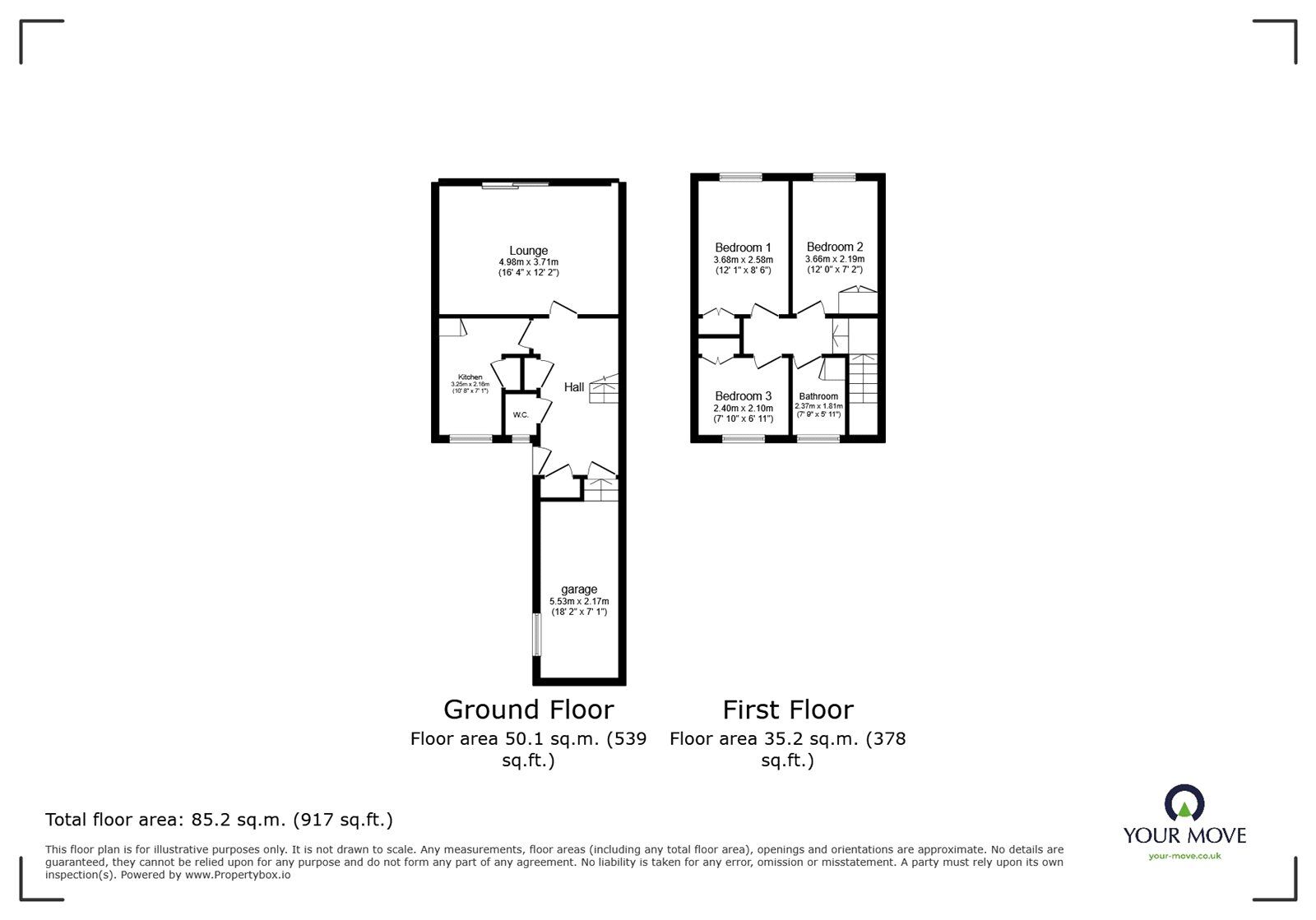Floorplan of 3 bedroom End Terrace House for sale, Palace View, London, SE12
