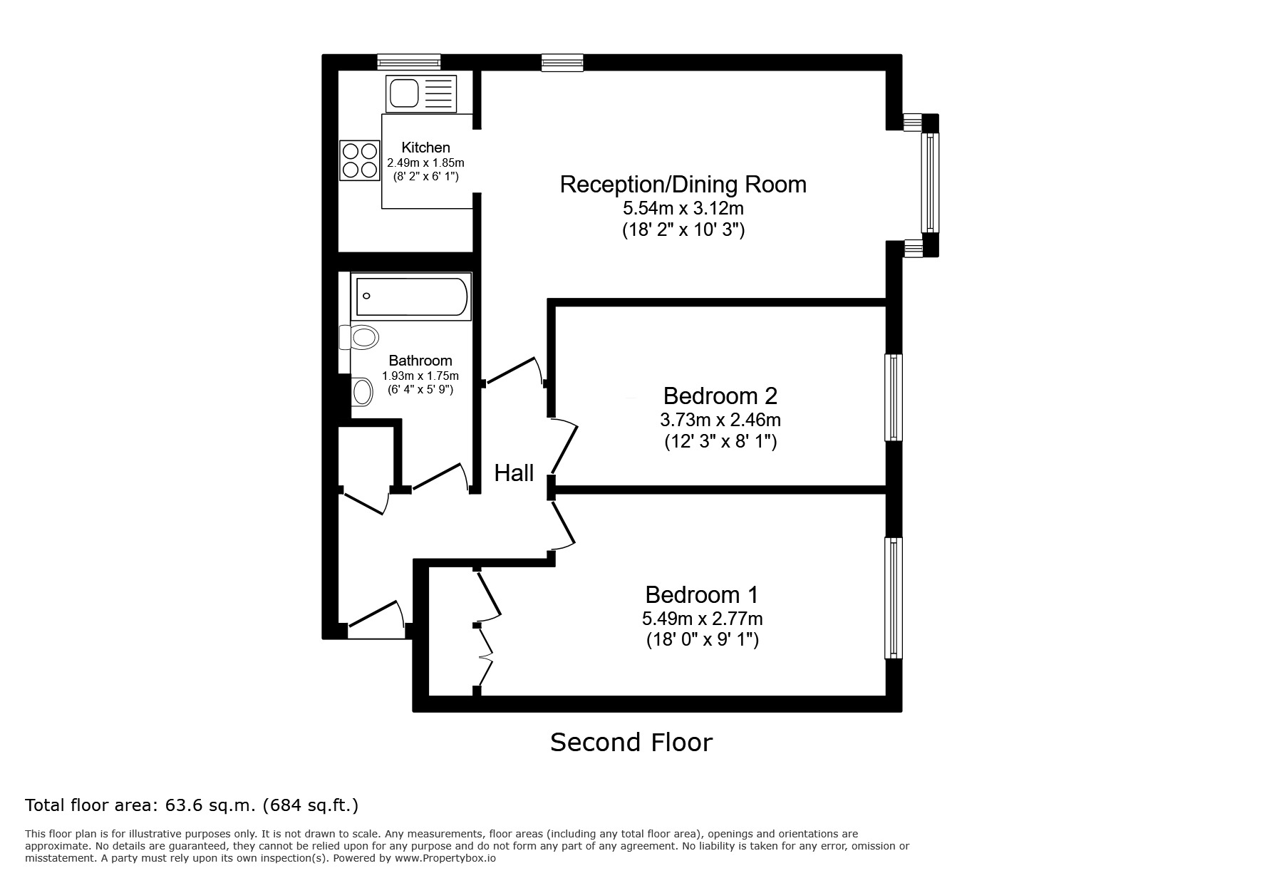 Floorplan of 2 bedroom Flat for sale, Durham Avenue, Bromley, BR2
