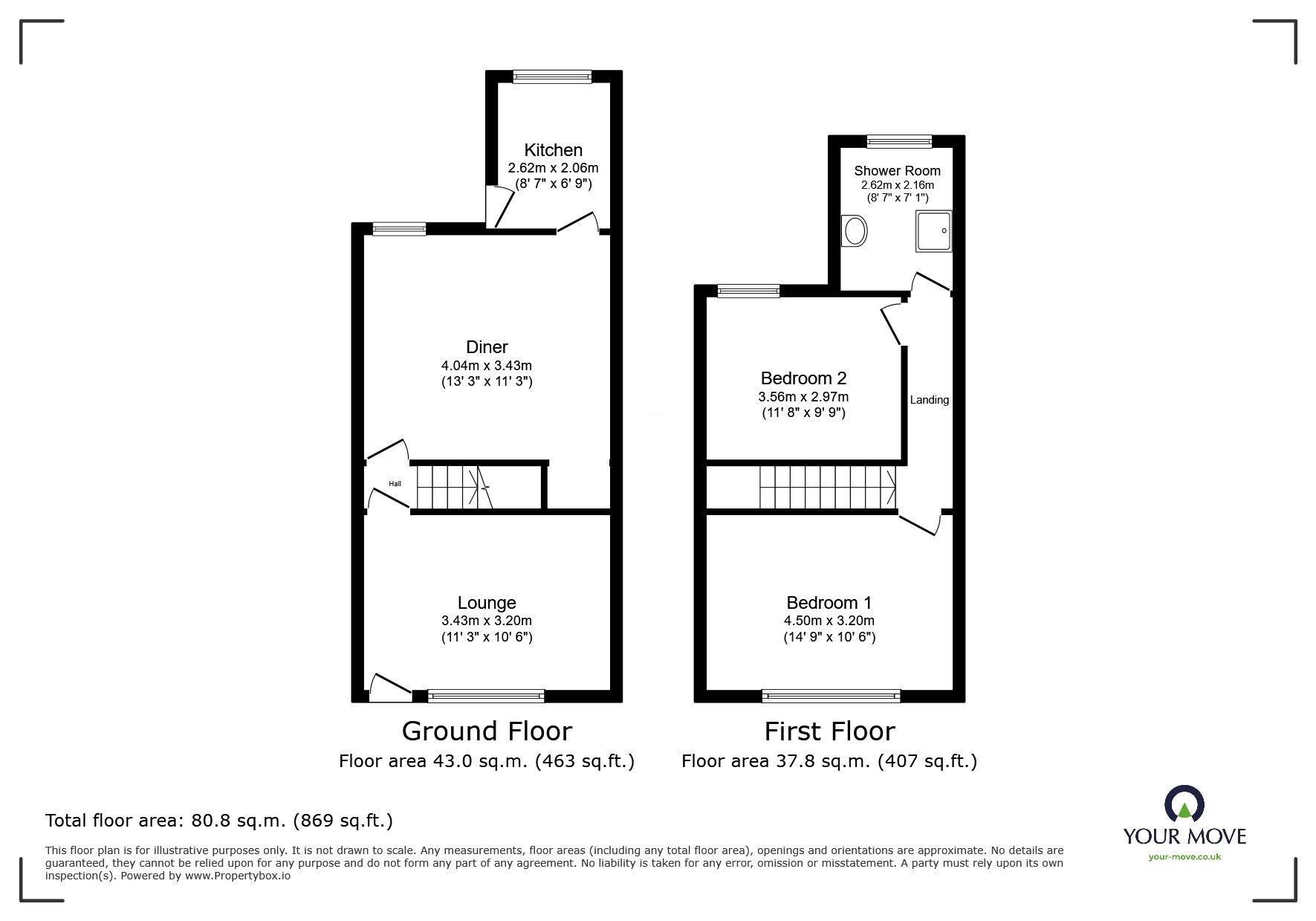Floorplan of 2 bedroom Mid Terrace House to rent, Cobden Road, Sevenoaks, Kent, TN13