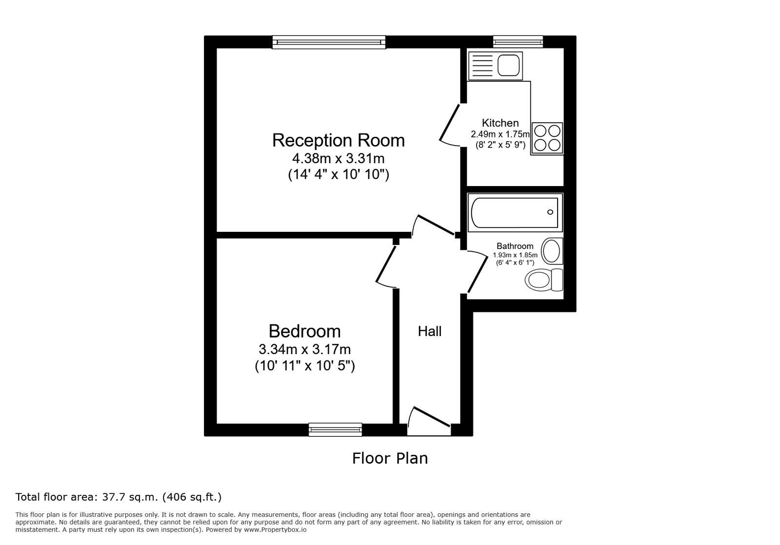 Floorplan of 1 bedroom Flat for sale, Palace Grove, Bromley, BR1