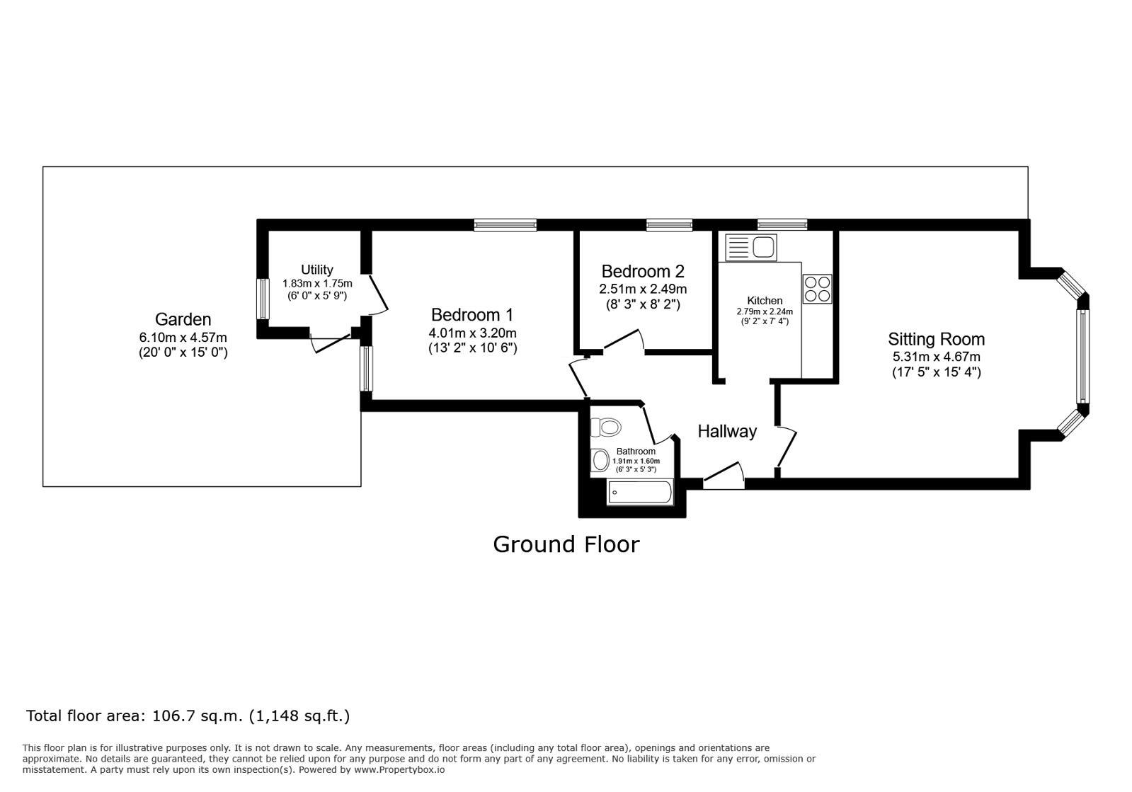Floorplan of 2 bedroom Flat for sale, Warren Avenue, Bromley, BR1