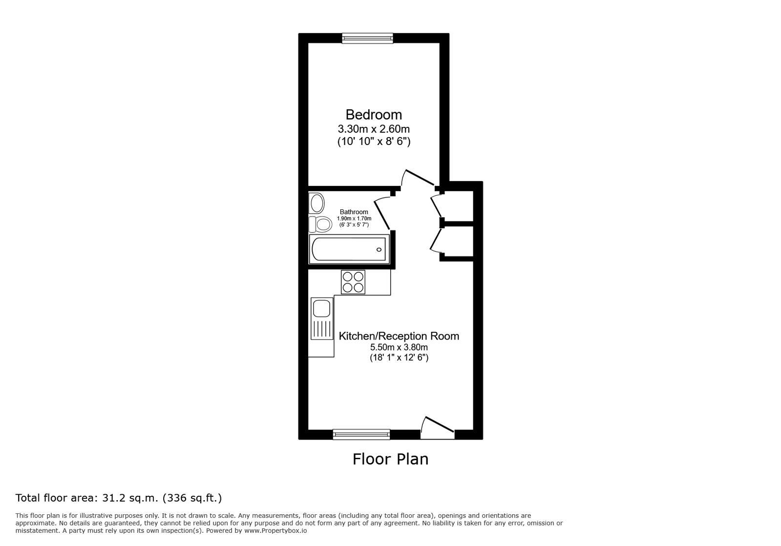 Floorplan of 1 bedroom Flat for sale, Priory Close, Beckenham, BR3
