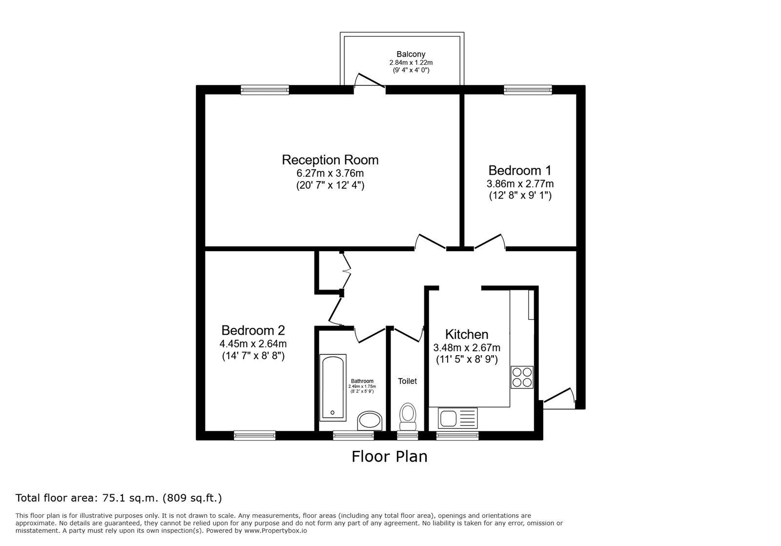 Floorplan of 2 bedroom Flat for sale, 163 Widmore Road, Bromley, BR1