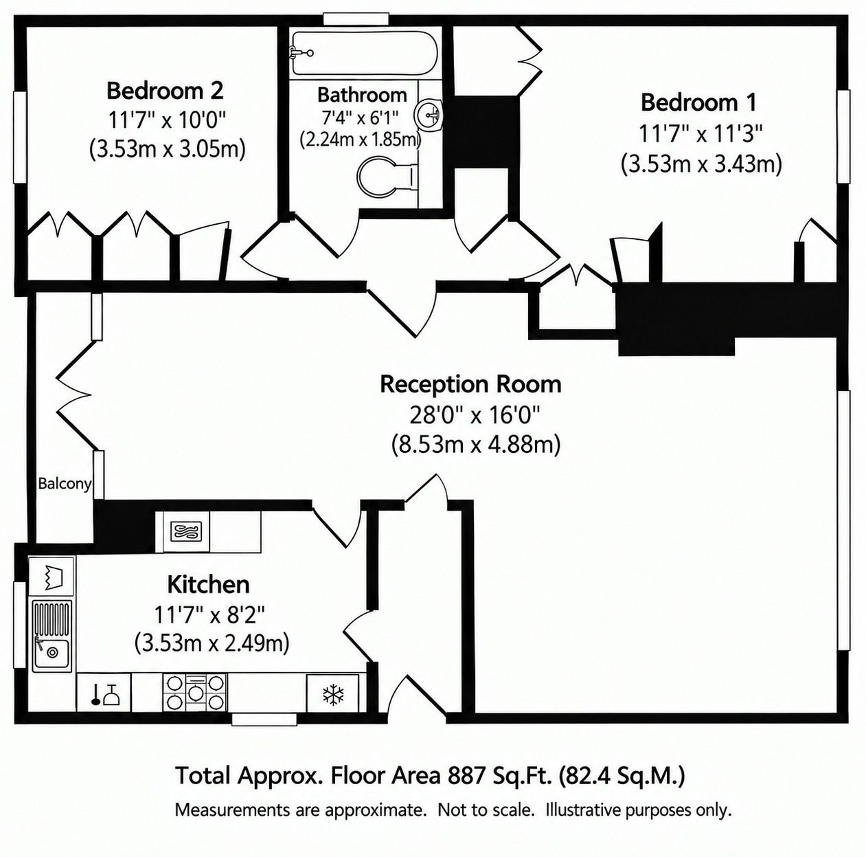 Floorplan of 2 bedroom Flat for sale, Lancaster Close, Bromley, BR2