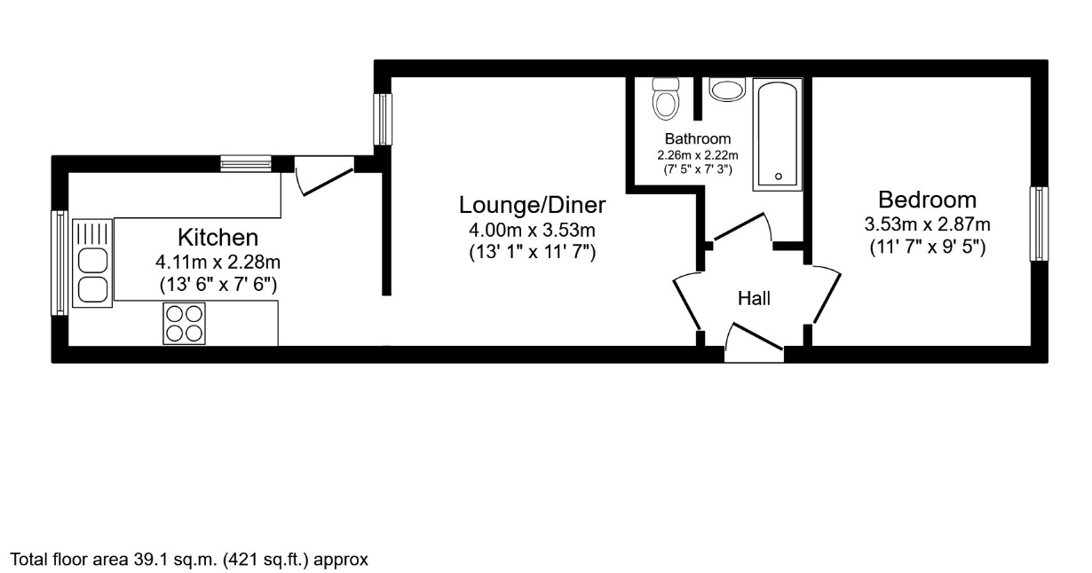 Floorplan of 1 bedroom Flat to rent, Croydon Road, London, SE20