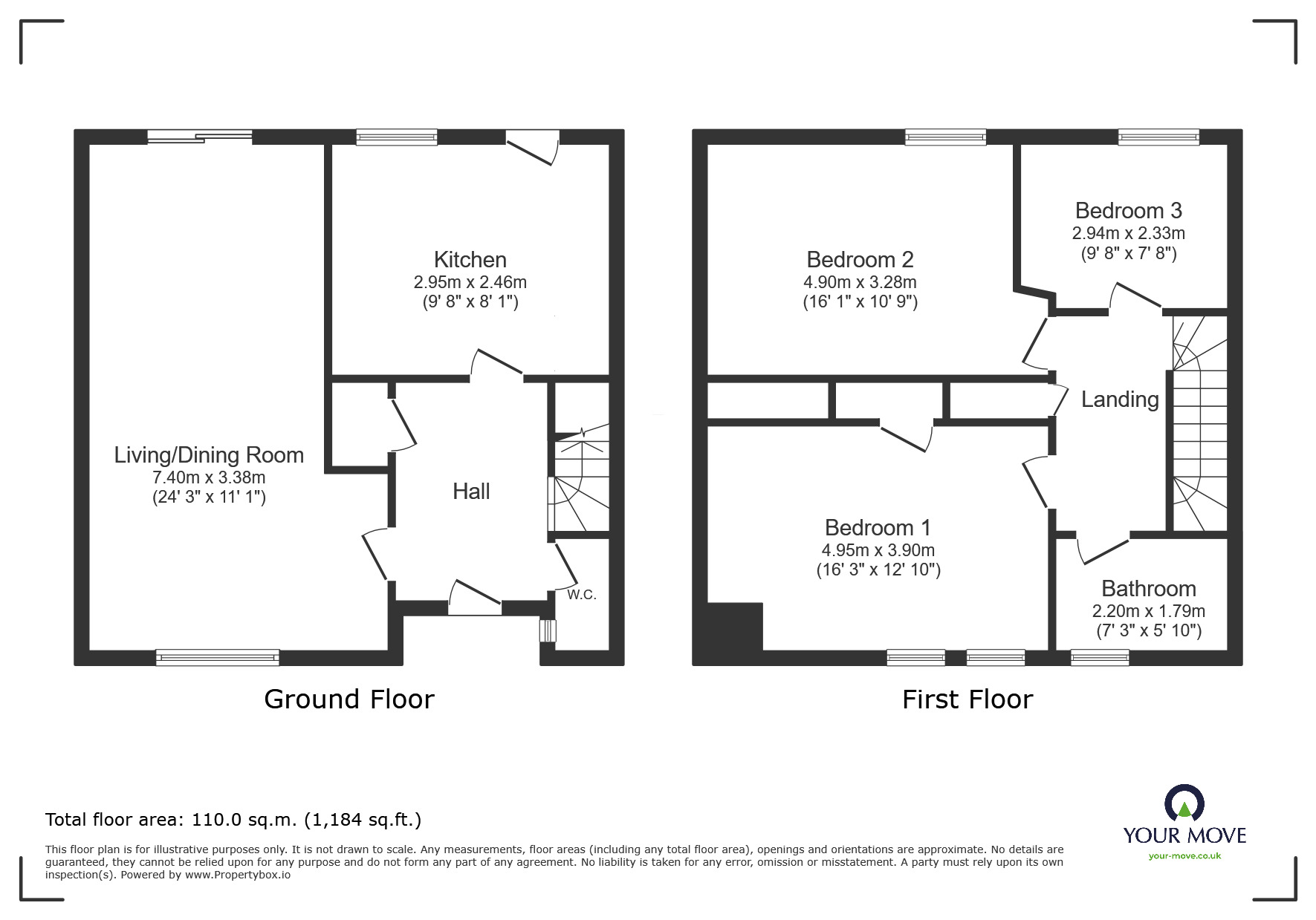 Floorplan of 3 bedroom End Terrace House to rent, Chorley Road, Droitwich, Worcestershire, WR9