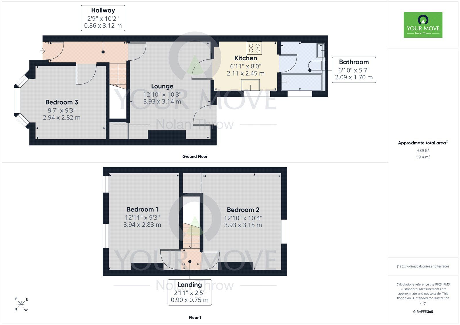 Floorplan of 3 bedroom Mid Terrace House to rent, Queens Park, Aylesbury, Buckinghamshire, HP21