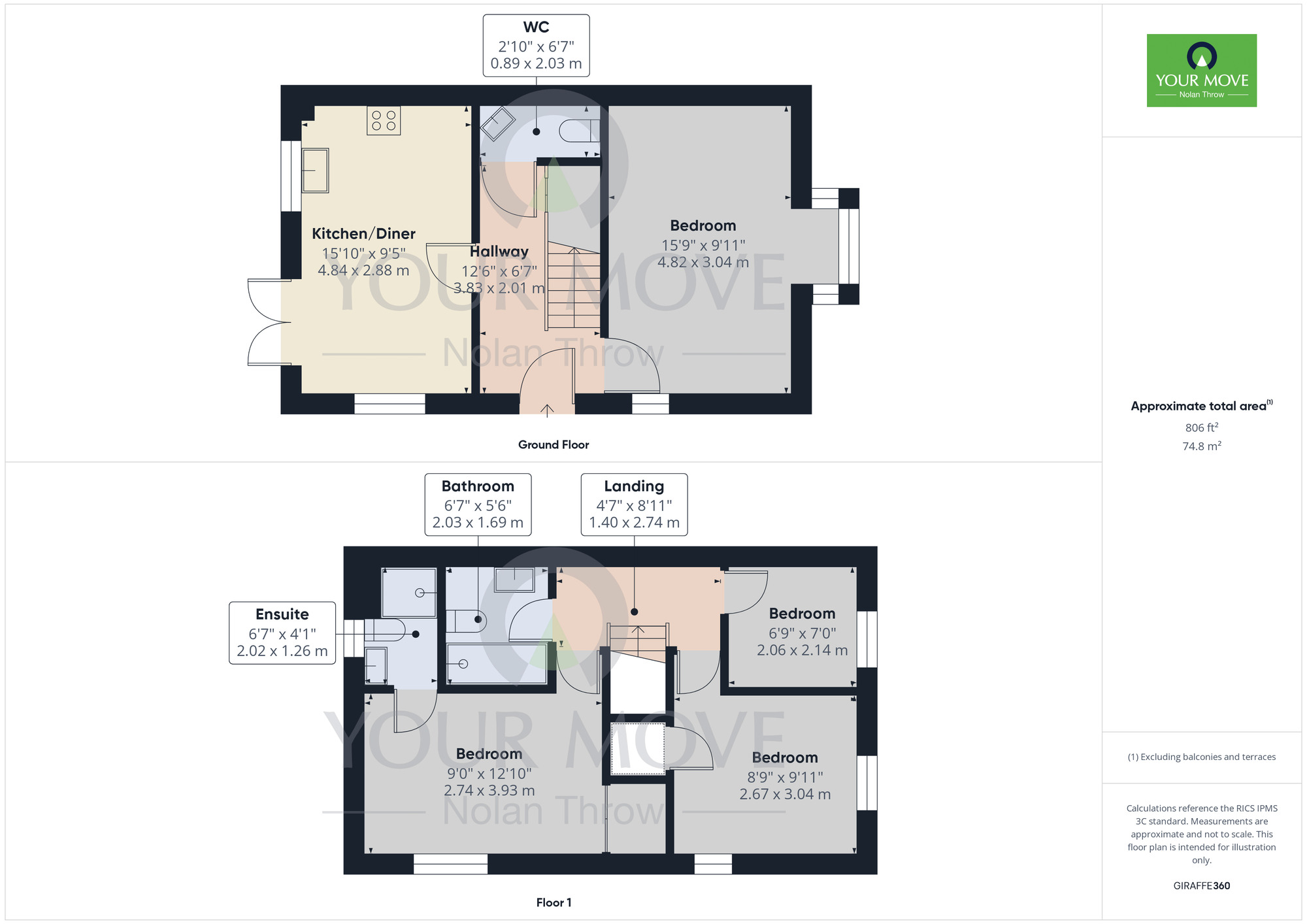 Floorplan of 3 bedroom Semi Detached House to rent, Summerhill Place, Market Harborough, Leicestershire, LE16