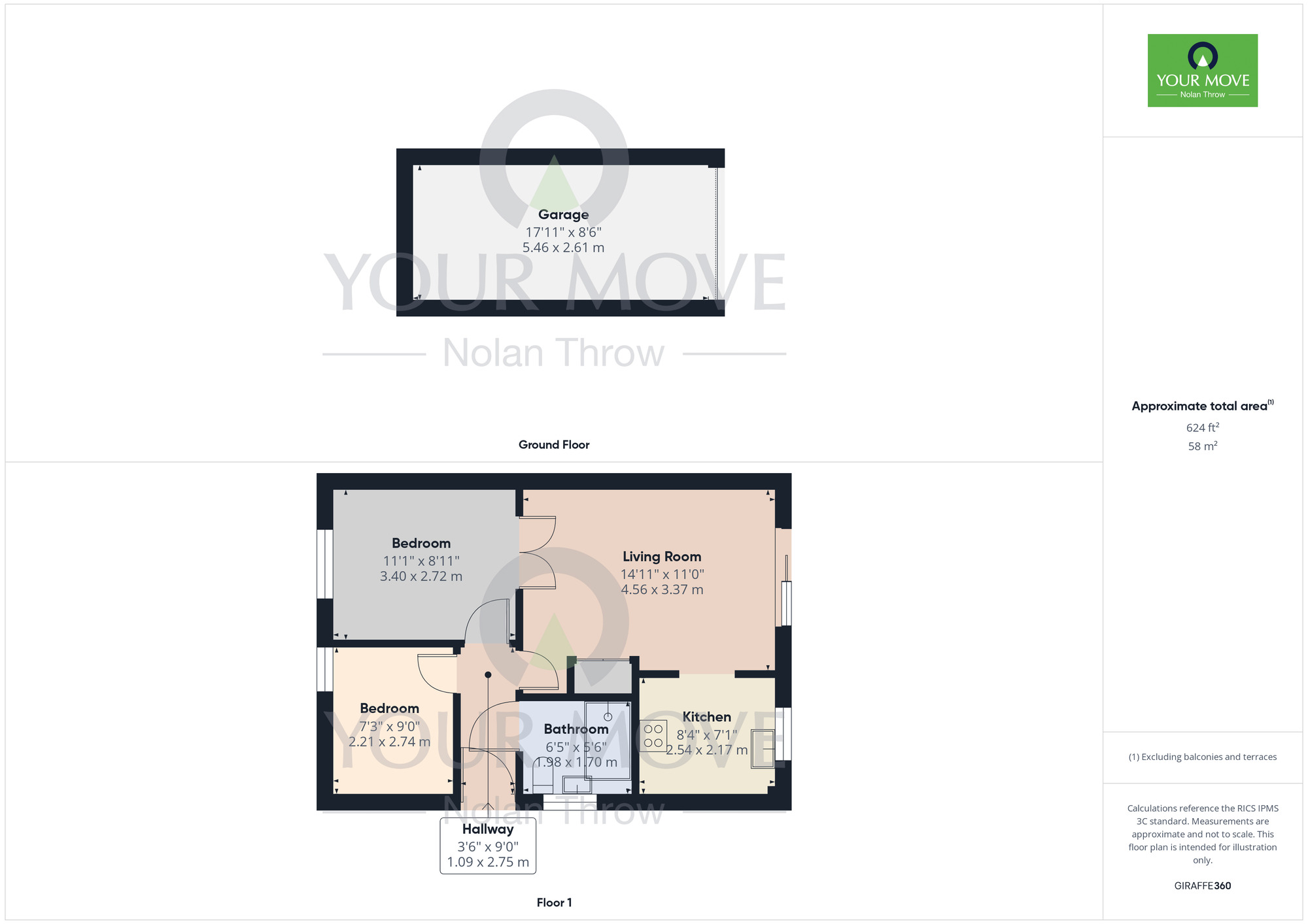 Floorplan of 2 bedroom End Terrace Bungalow for sale, Springfields Close, Padbury, Buckinghamshire, MK18
