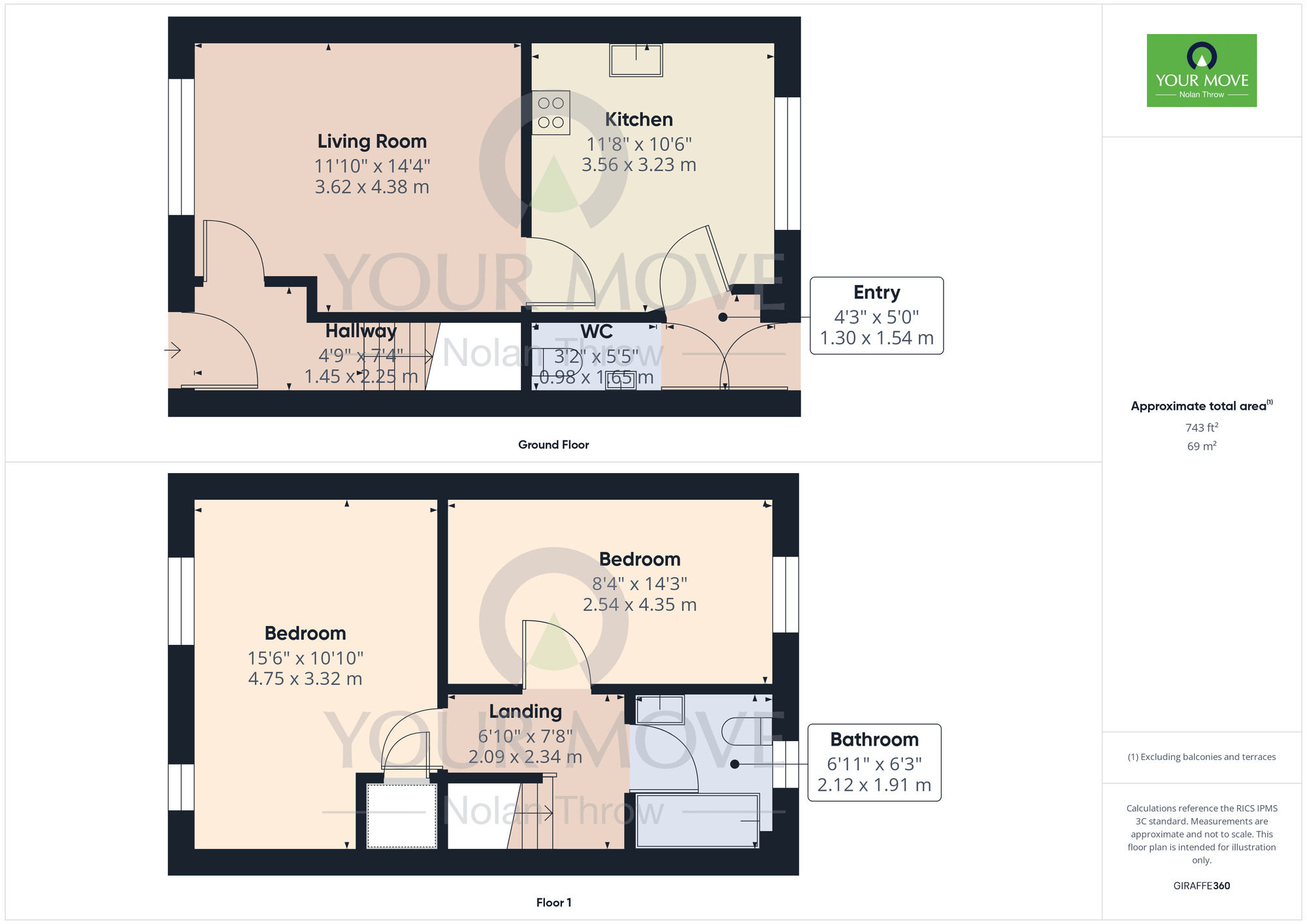 Floorplan of 2 bedroom Semi Detached House for sale, Tuscans Close, Calvert, Buckinghamshire, MK18