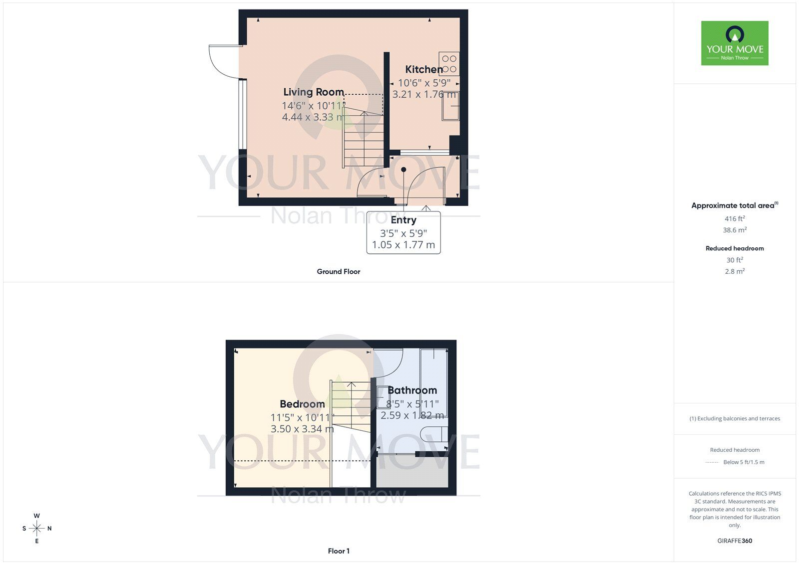 Floorplan of 1 bedroom Mid Terrace House for sale, Deerfield Close, Buckingham, Buckinghamshire, MK18
