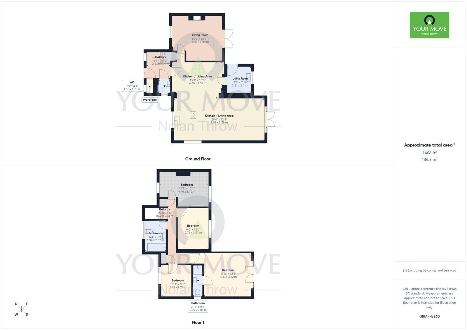 Floorplan of 4 bedroom Semi Detached House for sale, South End, Leckhampstead, Buckinghamshire, MK18