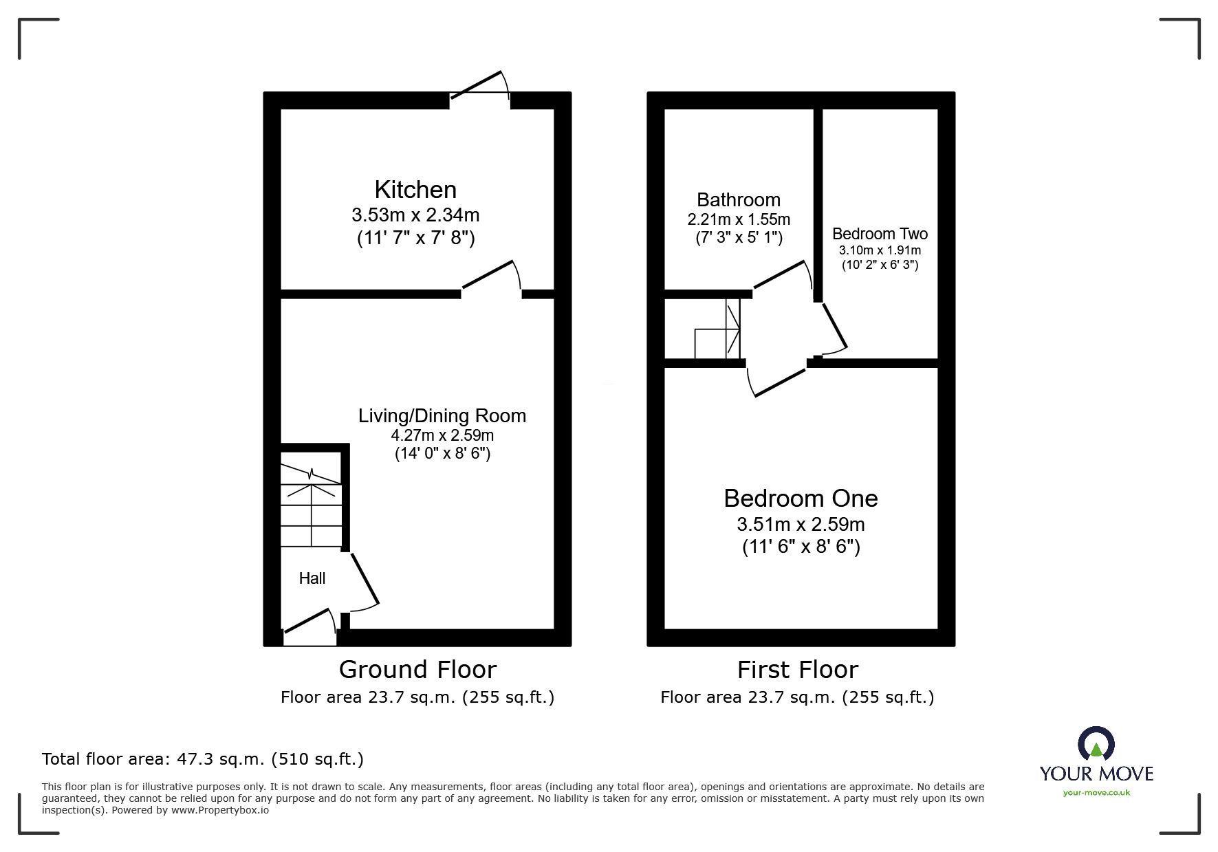 Floorplan of 2 bedroom Semi Detached House for sale, Sherbourne Drive, Burton-on-Trent, Staffordshire, DE14