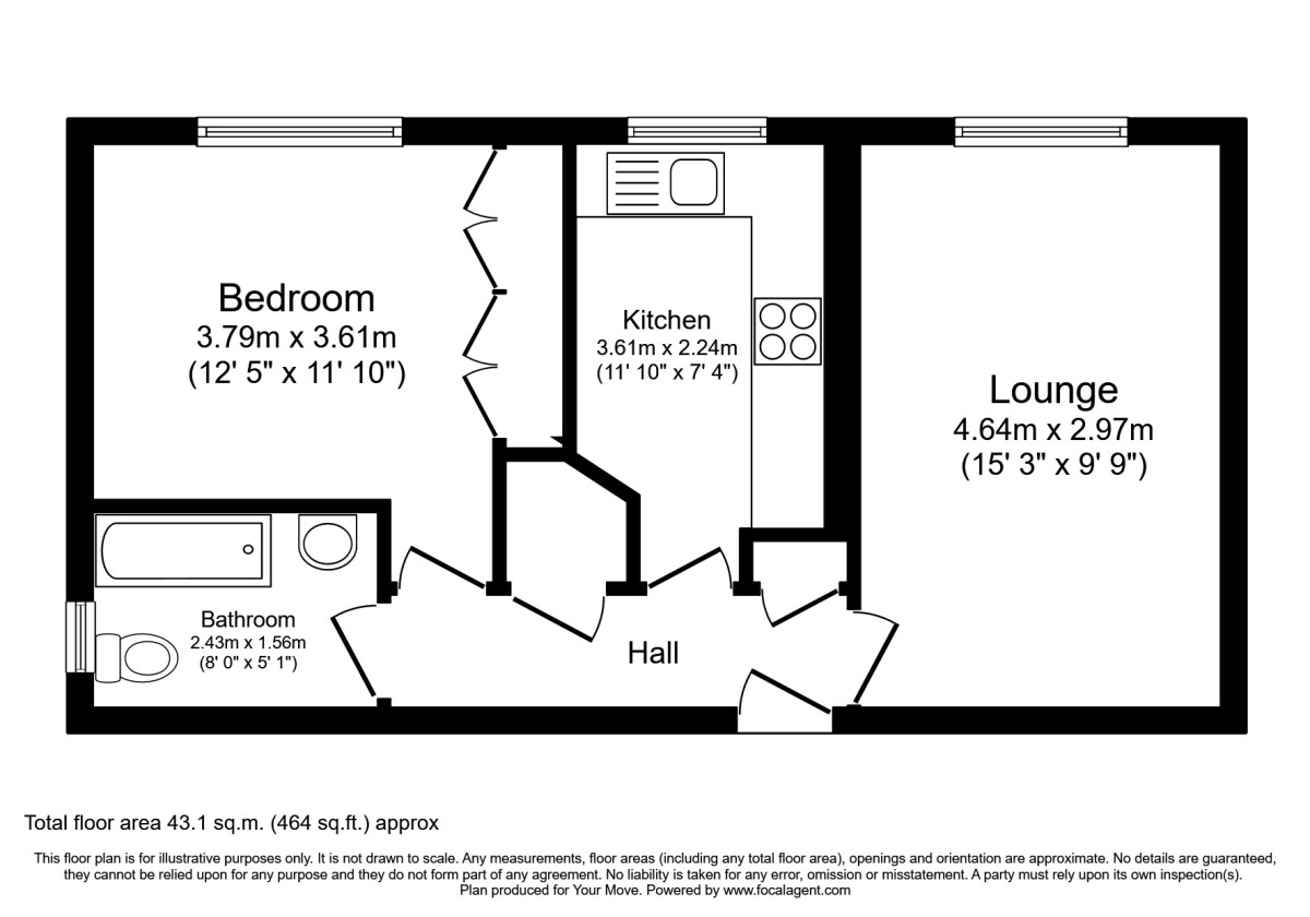 Floorplan of 1 bedroom  Flat to rent, Blenheim House Fontwell Road, Branston, Staffordshire, DE14