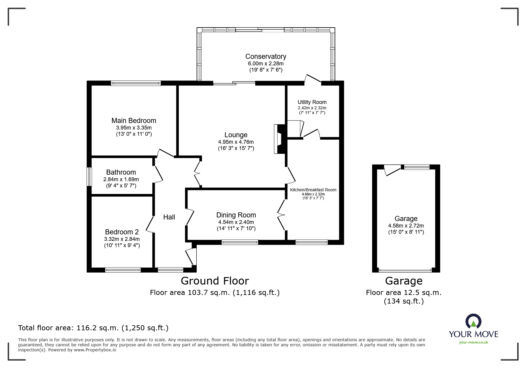 Floorplan of 2 bedroom Detached Bungalow for sale, Winchcombe Drive, Burton-on-Trent, Staffordshire, DE15