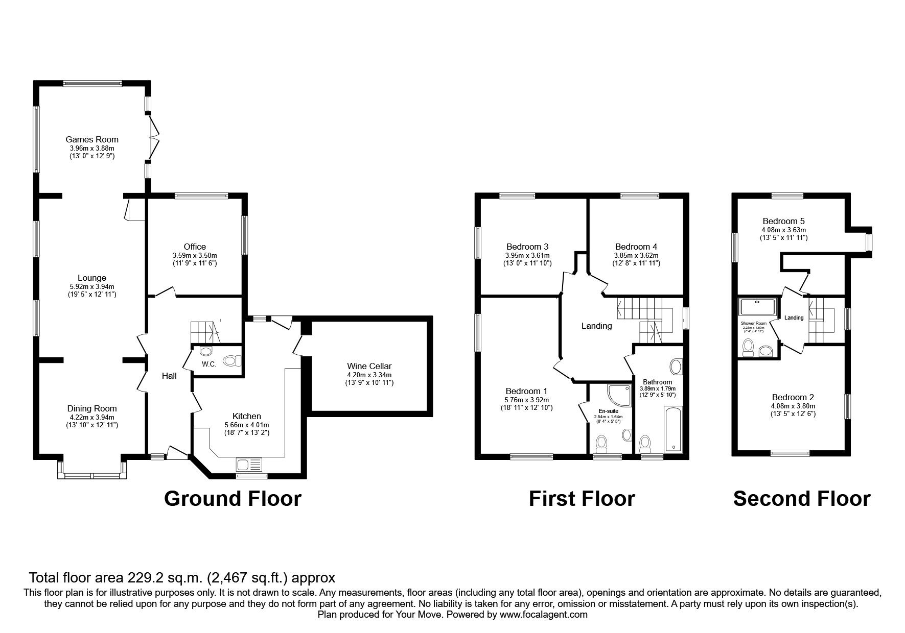 Floorplan of 5 bedroom Detached House for sale, Court Farm Lane, Branston, Staffordshire, DE14